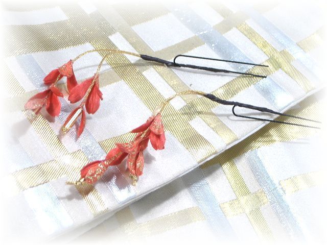 S-1013　和装髪飾り＜藤＞Uピン２本セット（９Ａ０８）／淡紅－ピンク系