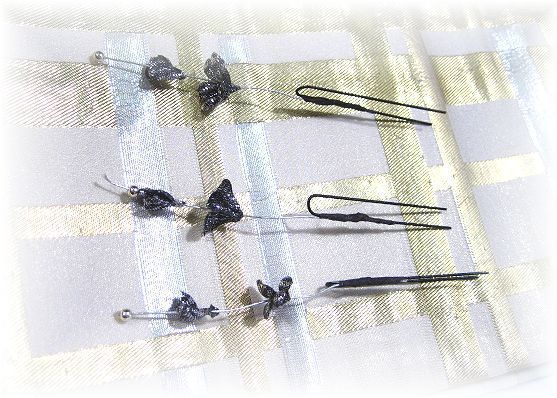 S-1014　和装髪飾り＜青葛＞Uピン３本セット／ブラックシルバー