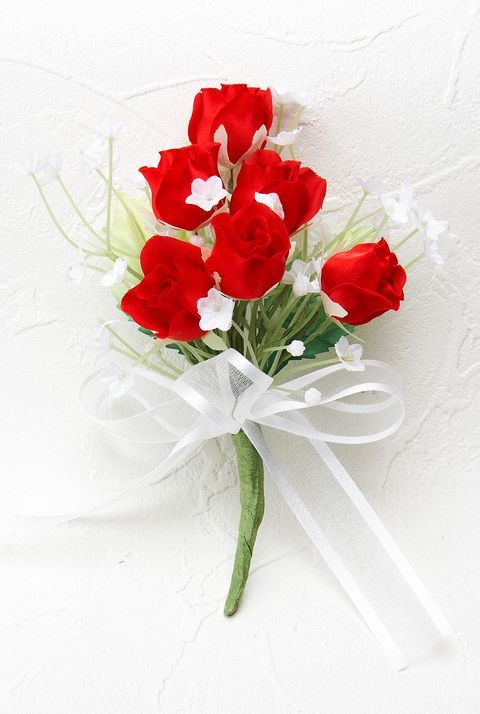 ミニバラのブーケ風コサージュ手作りキット（レッド）