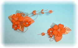 ＃１０６００　２点セット髪飾り（オレンジ）