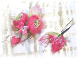 S-2041 和・洋両用髪飾り　大小２点セット（ワイン）