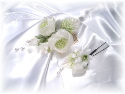 S-2041 和・洋両用髪飾り　大小２点セット（ホワイト）