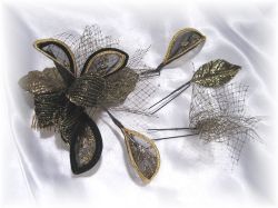 S-2034 和・洋両用髪飾り４点セット（ブラックゴールド）