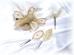 S-2034 和・洋両用髪飾り４点セット（ゴールド）