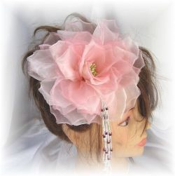 S-2042 和・洋両用髪飾り（大輪薔薇／コームタイプ）ピンク