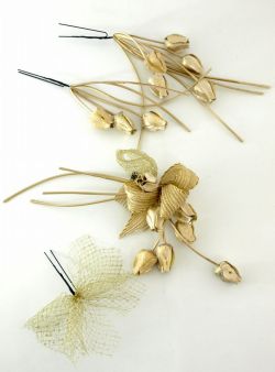 S-2037 和・洋両用髪飾り４点セット（ゴールド）