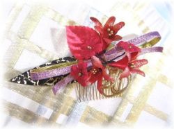 S-2018 和装髪飾り(コームタイプ／ワイン）