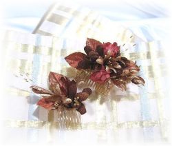 S-2020 和・洋装両用髪飾り2点セット(コームタイプ／ブラウン）