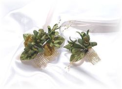 S-2020 和・洋装両用髪飾り2点セット(コームタイプ／グリーン）