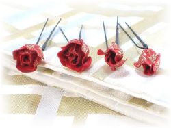 S-1011 和装髪飾り＜蕾薔薇＞Uピン４本セット（９Ａ０６）／全１３色