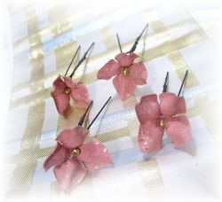 S-1012 和装髪飾り＜紫陽花＞Uピン４本セット（９Ａ０７）／桜