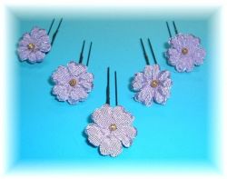 S-1017 和装髪飾り＜桜草＞Uピン５本セット（９Ａ１２）／藤紫