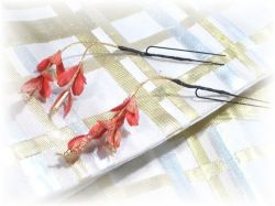 S-1013　和装髪飾り＜藤＞Uピン２本セット（９Ａ０８）／淡紅－ピンク系
