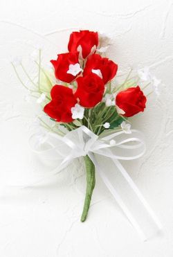 ミニバラのブーケ風コサージュ手作りキット（レッド）