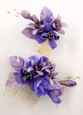 S-2020 和・洋装両用髪飾り2点セット(コームタイプ／パープル）