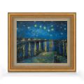 【油絵 直筆仕上げ】 ゴッホ ローヌ川の星月夜 F8 【額入り】 絵画 販売 8号 油彩 風景画 600×526mm 複製画 送料無料 額縁:ゴールドC