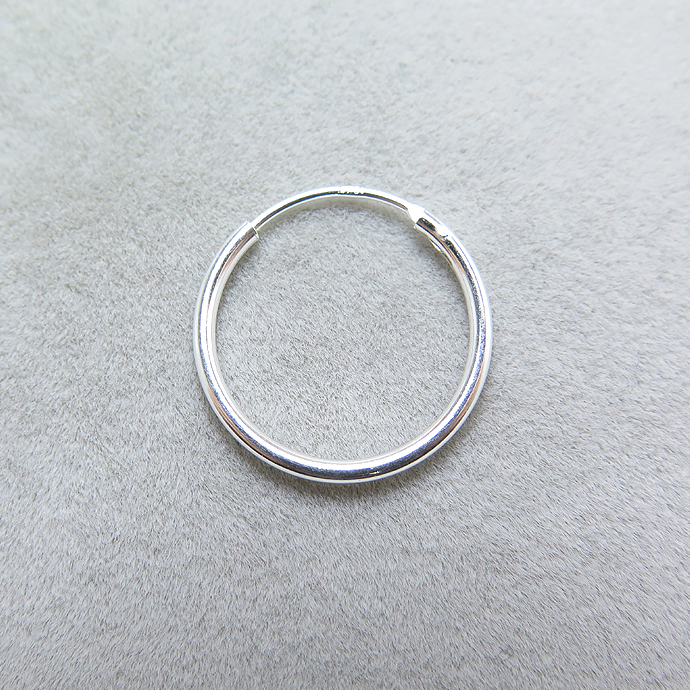 SV925シルバー/フープピアス リング（チューブ/1.25mm）16mm（5ペア）