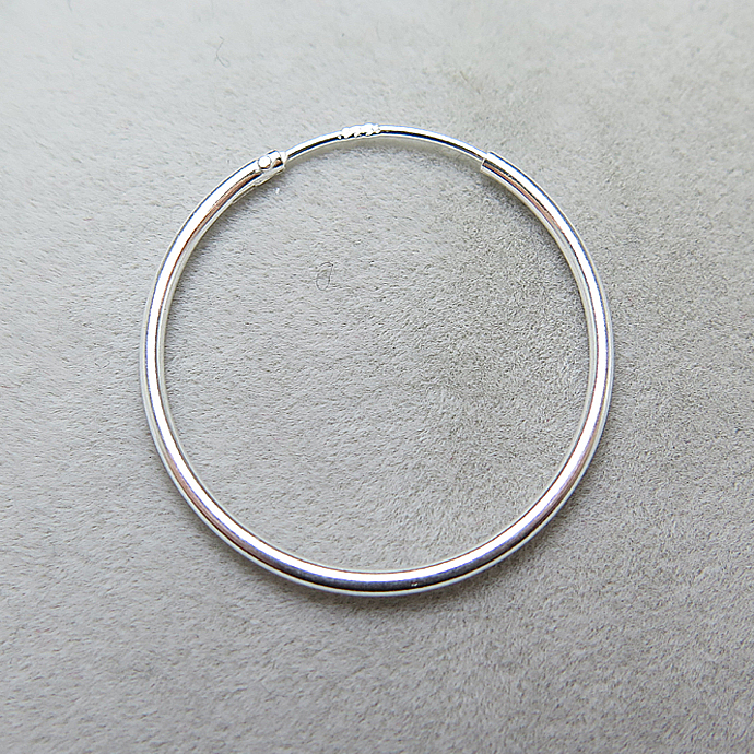 SV925シルバー/フープピアス リング（チューブ/1.25mm）24mm（10ペア）