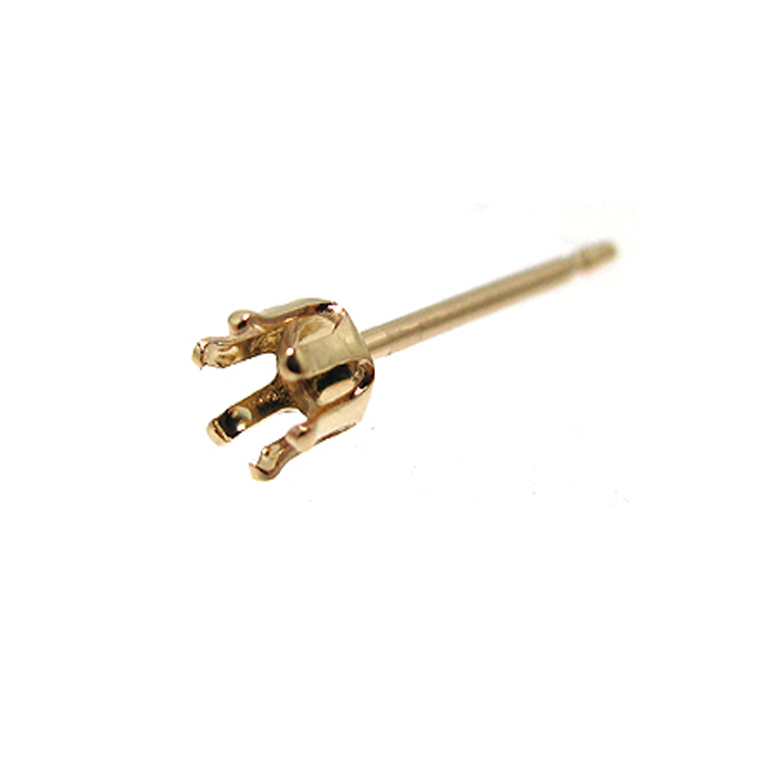ピアス空枠・6本爪ポストピアス（ラウンド3mm【A】）「14kgf（ゴールドフィルド）」（2ペア/4個）