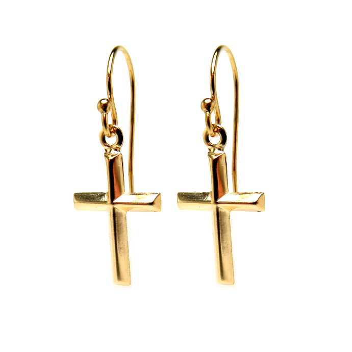 14kgfモチーフピアス（クロスD）（フレンチフックピアス（ボールエンド））（ゴールドフィルド）（5ペア）