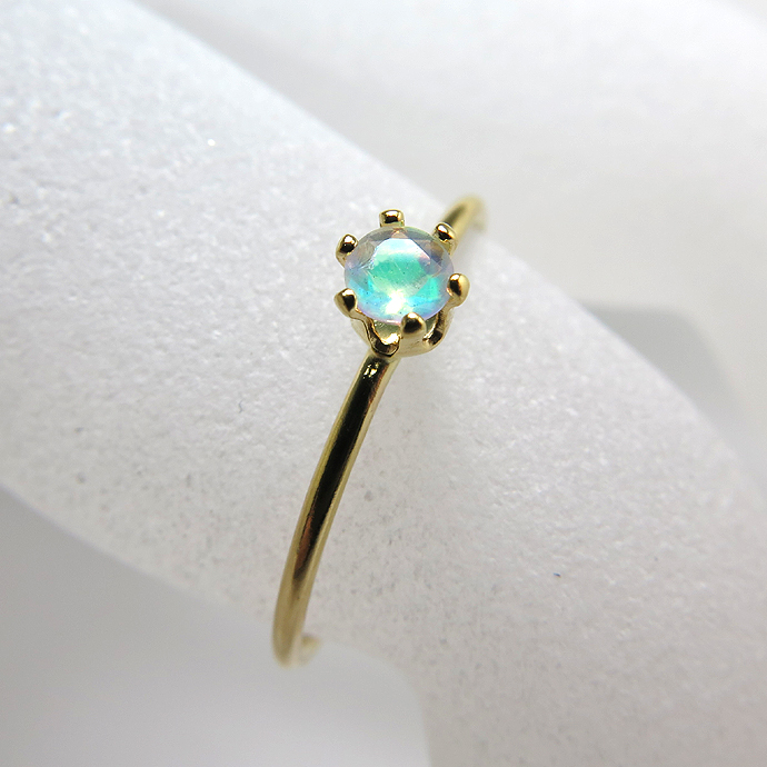 14kgfリング（指輪）天然石エチオピアンオパール3mm（ラウンド）（サイズ目安：10号～11号）「ゴールドフィルド」（5個）