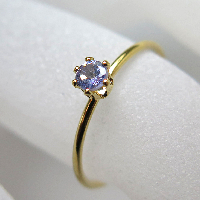 14kgfリング（指輪）天然石タンザナイト3mm（ラウンド）（サイズ目安：10号～11号）「ゴールドフィルド」（1個）
