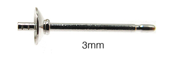 SV925パーツ/直結ピアスポスト・突き刺しタイプ（芯立・皿付）【3mm】（10ペア）