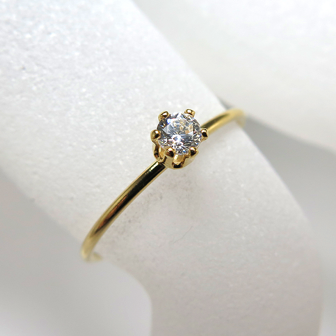 14kgfリング（指輪）CZキュービックジルコニア3mmAAA（ラウンド）（サイズ目安：10号～11号）「ゴールドフィルド」（25個）