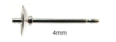 SV925パーツ/直結ピアスポスト・突き刺しタイプ（芯立・皿付）【4mm】（25ペア）