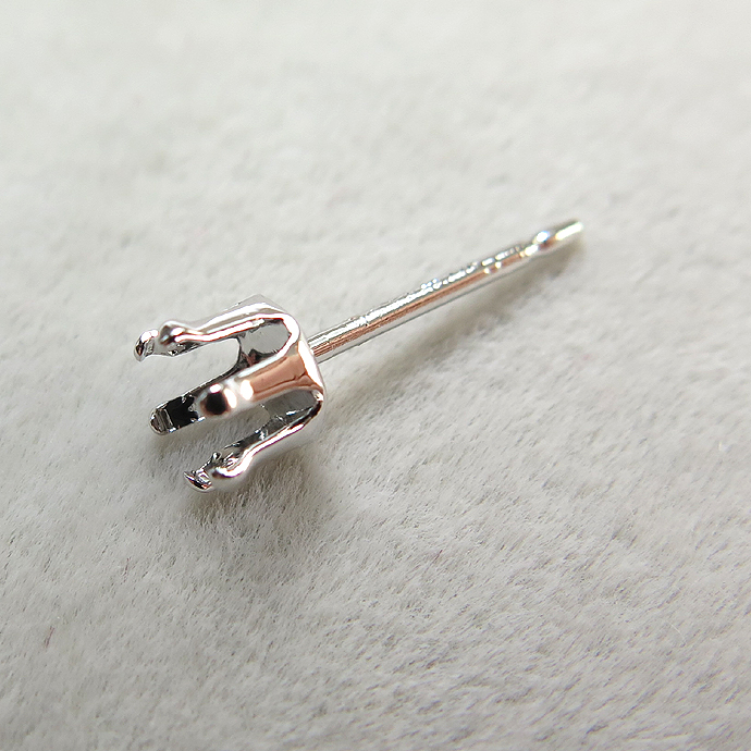 ピアス空枠・6本爪ポストピアス（ラウンド4mm）「14kgf（ホワイトゴールドフィルド）（ロジウム）」（10ペア/20個）