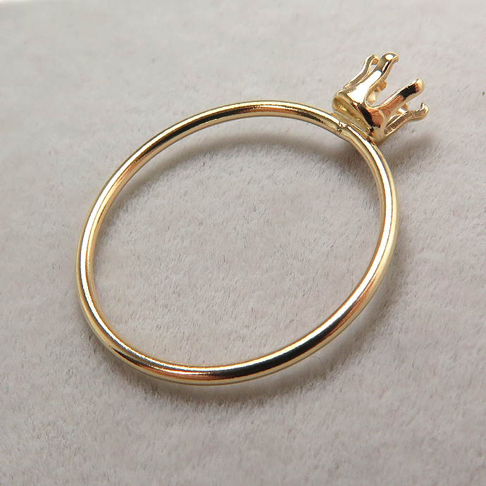 リングパーツ（指輪）空枠4mm（ラウンド）（サイズ目安：13号）「14kgf（ゴールドフィルド）」（5個）