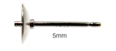 SV925パーツ/直結ピアスポスト・突き刺しタイプ（芯立・皿付）【5mm】（50ペア）