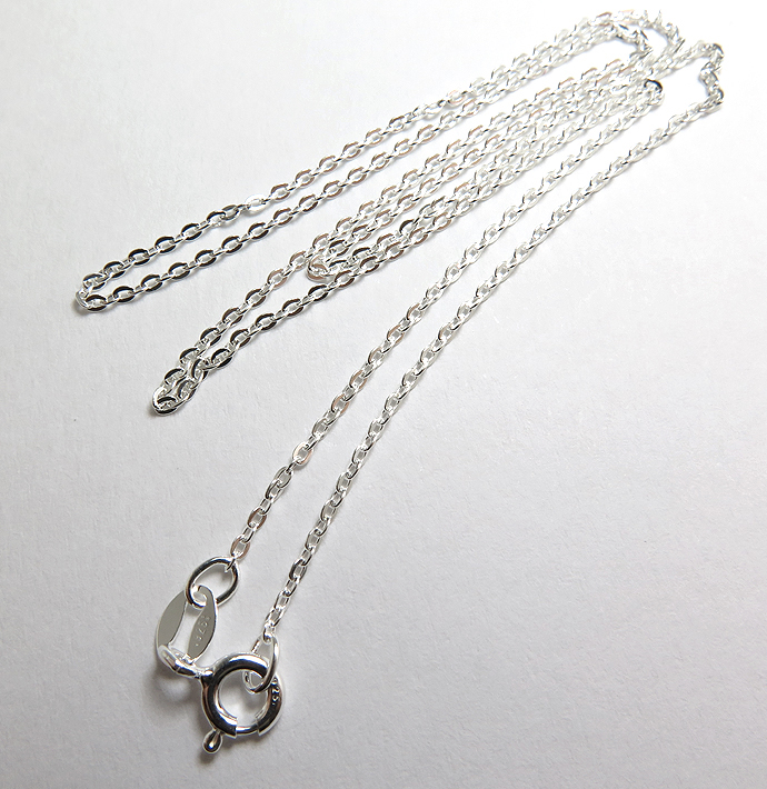 シルバー925/チェーンネックレス40cm【平アズキチェーン・1.2mm】（25本）