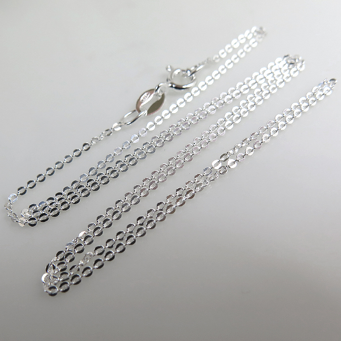 シルバーネックレス 925 チェーン 40cm 【平長アズキ・幅1.1mm】（25本）