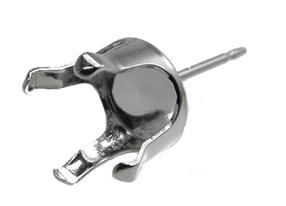 SV925シルバーパーツ/ピアス石枠・空枠・4本爪ポストピアス（ラウンド8mm）（50ペア/100個）