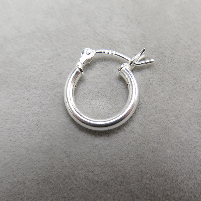 SV925シルバー/フープピアス リング（チューブ/2mm）15mm（10ペア）