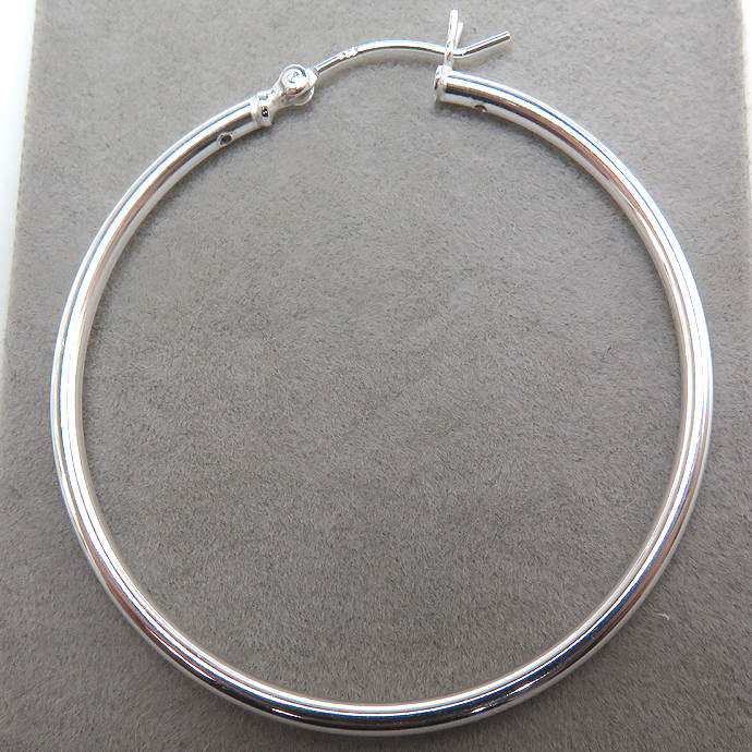 SV925シルバー/フープピアス リング（チューブ/2mm）45mm（1個）