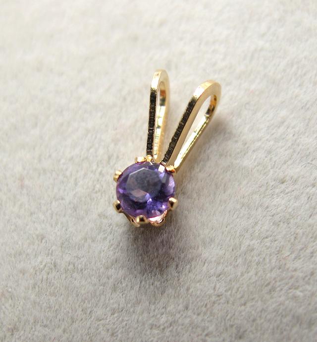 スタッドペンダントトップ「14kgf（ゴールドフィルド）」天然石アメジスト3mm/6本爪（2個）