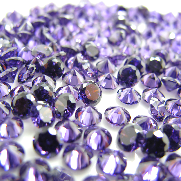 キュービックジルコニアcz（アメジスト）【AAA】・ルース（裸石）・/ラウンド【4mm】ファセットカット（500個）