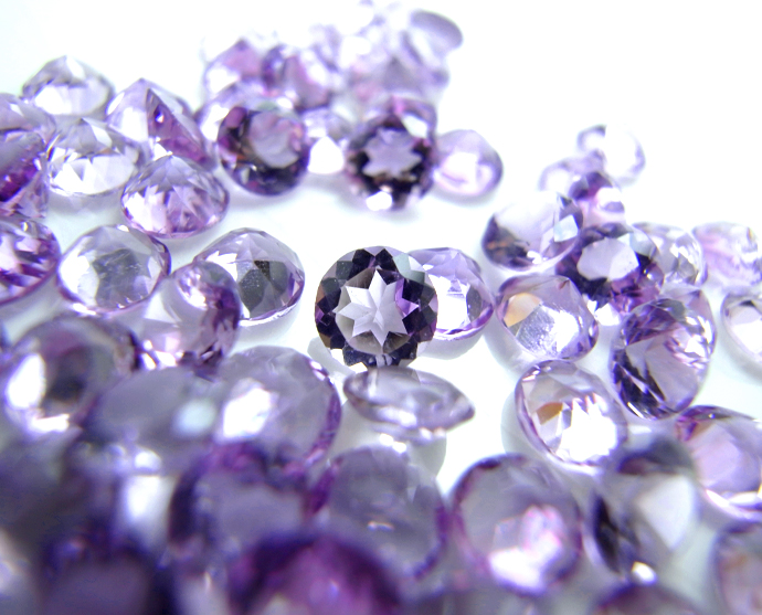 天然石ルース（裸石）・アメジスト（ブラジル）/ラウンド【5mm】ファセットカット（10個）