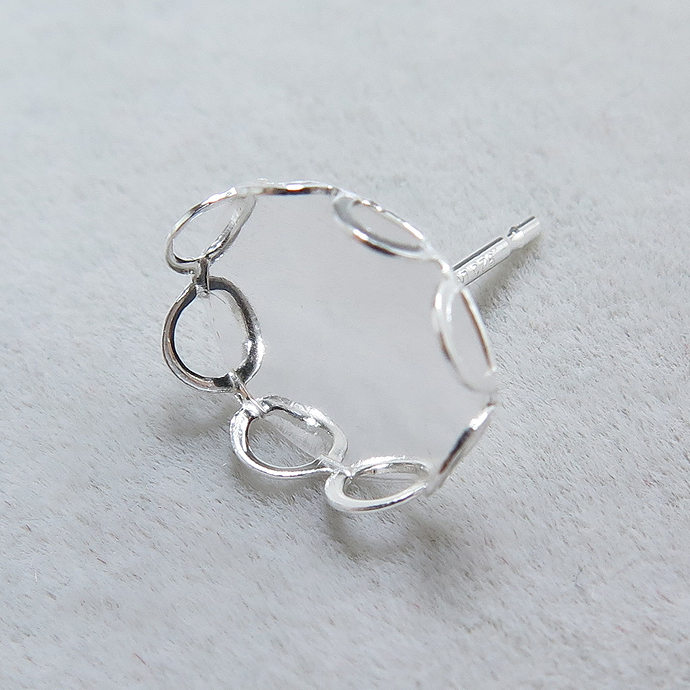 SV925シルバーパーツ/ピアス空枠・ベゼルカボションポストピアス（オーバル10×8mm）（50ペア）