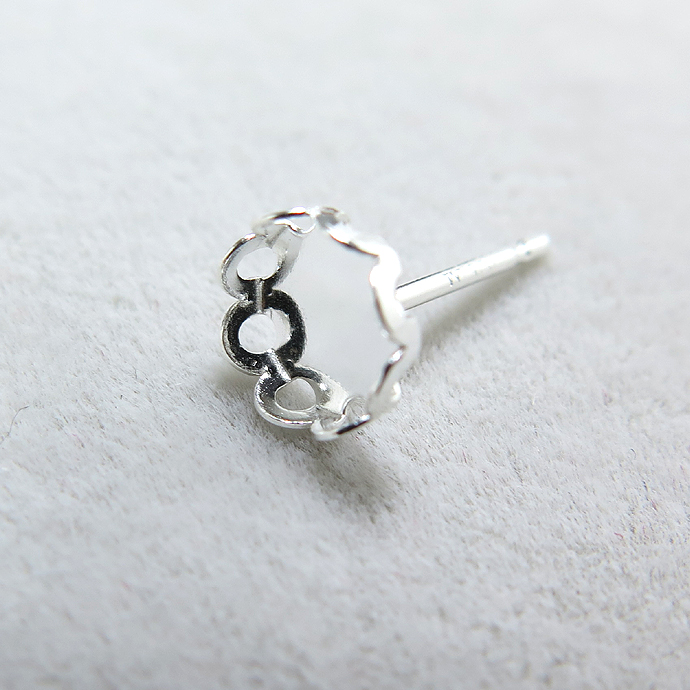 SV925シルバーパーツ/ピアス空枠・ベゼルカボションポストピアス（ラウンド5mm）（2ペア）