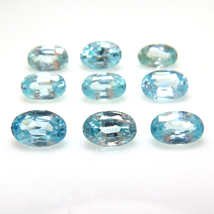 天然石ルース（裸石）・ブルージルコン(加熱・カンボジア産)/オーバル【5×3mm】ファセットカット（10個）