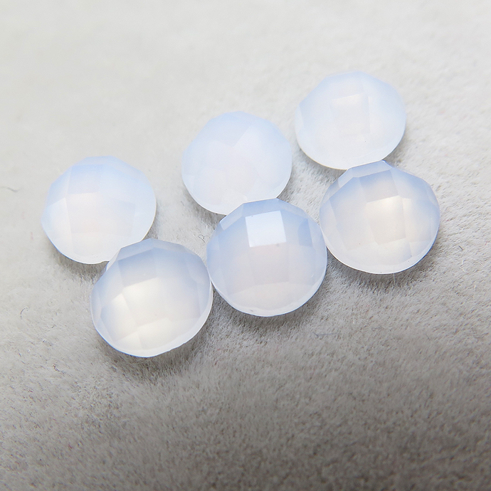 天然石ルース（裸石）カルセドニー/チェッカーボードカット（ラウンド）【5mm】（100個）