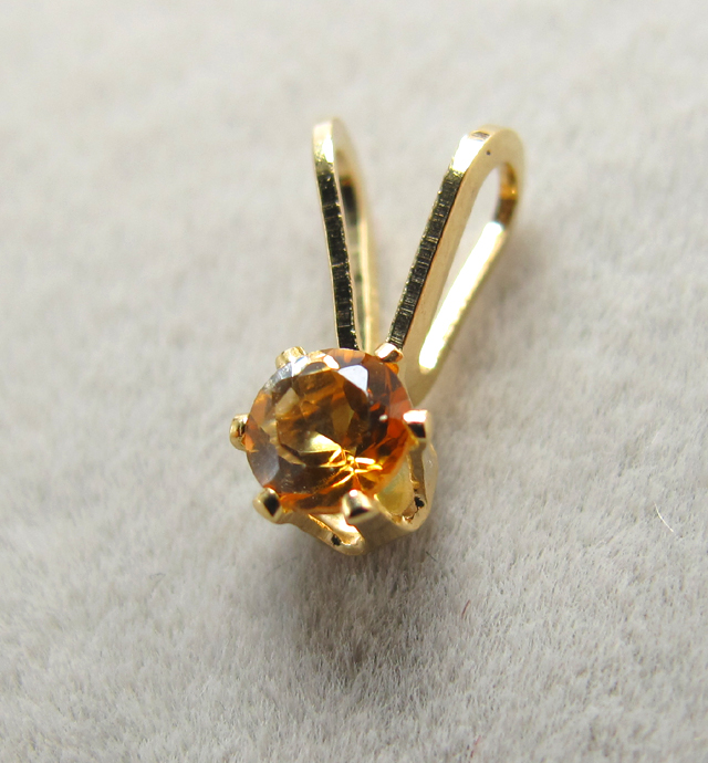 スタッドペンダントトップ「14kgf（ゴールドフィルド）」天然石シトリン3mm/6本爪（10個）