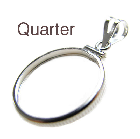 コインフレーム（コイン枠）・クオーター（25セント）（24.1mm×1.7mm）バチカン付「シルバーSV925」（1個）