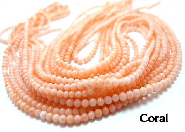コーラル（珊瑚）（染・ピンク）/プレーンラウンド 2mm（40cm）（10本）
