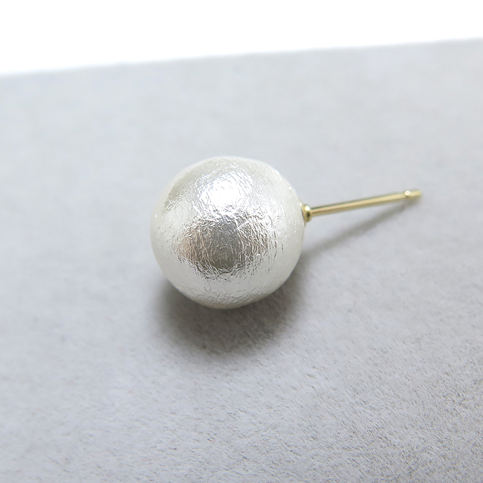 コットンパールピアス・ホワイト（10mm）「ゴールドフィルド（14kgf）」（2ペア）