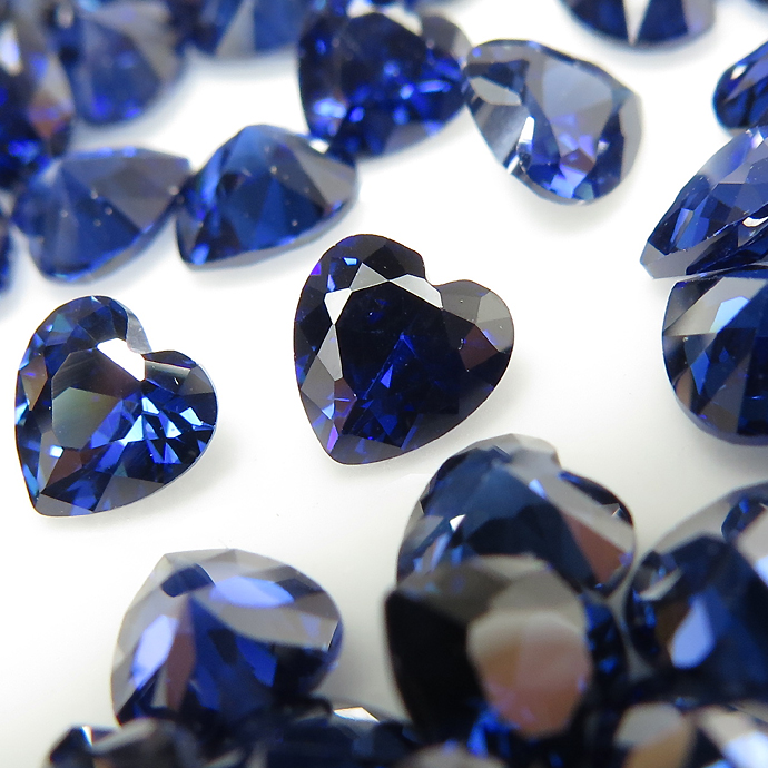 キュービックジルコニアcz【AAA】・ルース（裸石）・/ハート（ブルーサファイア）【5×5mm】ファセットカット（10個）