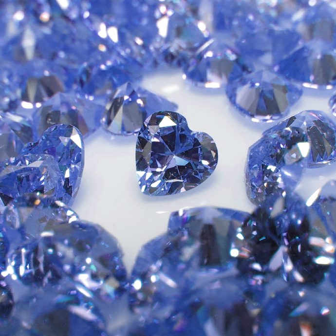 キュービックジルコニアcz【AAA】・ルース（裸石）・/ハート（タンザナイト）【4×4mm】ファセットカット（6個）